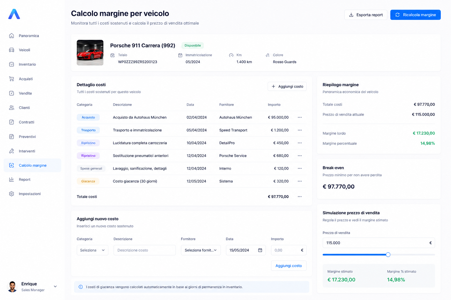Gestione ripristini e costi di rimessa a nuovo DealerPRO
